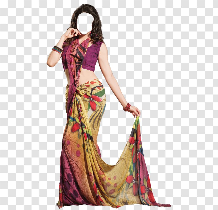 Silk Magenta Fashion Dress - Wedding Sari Transparent PNG