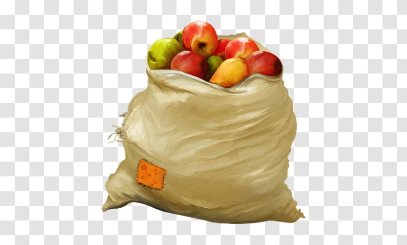 Clip Art - Vegetarian Food - A Bag Of Apples Transparent PNG