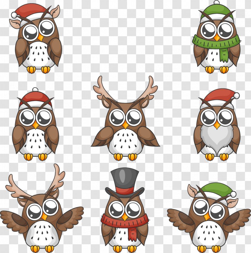 Owl Euclidean Vector Christmas - Bird - Lovely Big Eyes Festival Transparent PNG