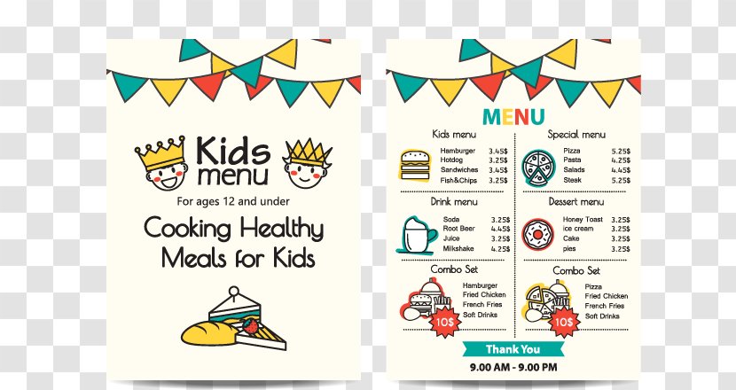 Menu Kids Meal Fast Food Breakfast - Logo - Vector Children's Transparent PNG