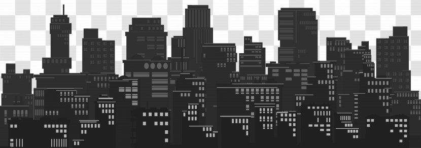 Skyline Cityscape Clip Art - Monochrome - Silhouette Image Transparent PNG