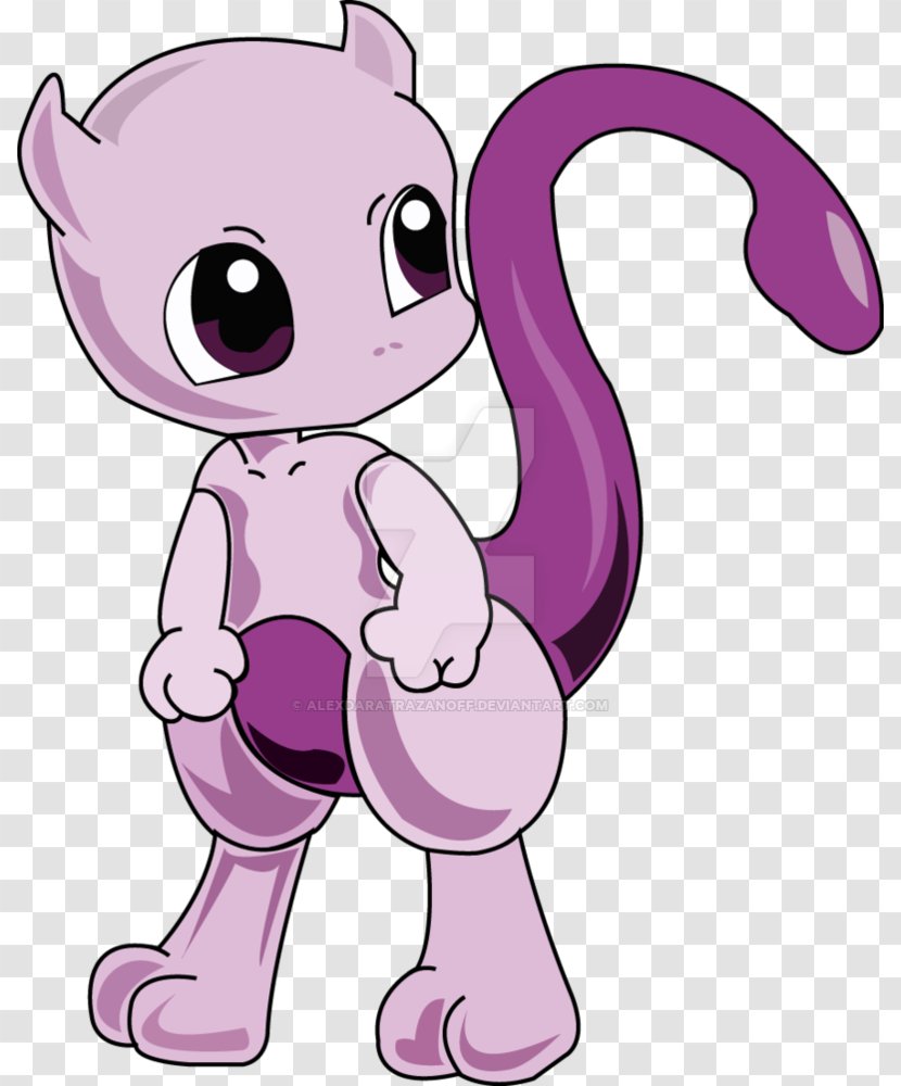 Cat Pokémon Ultra Sun And Moon Mewtwo Brillant - Watercolor - Baby Draw Transparent PNG