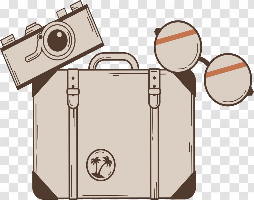 Suitcase Travel - Beige - Retro Wind Luggage Transparent PNG
