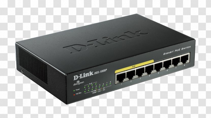 Network Switch Power Over Ethernet Gigabit D-Link DGS 1008P Port - Rf Modulator Transparent PNG