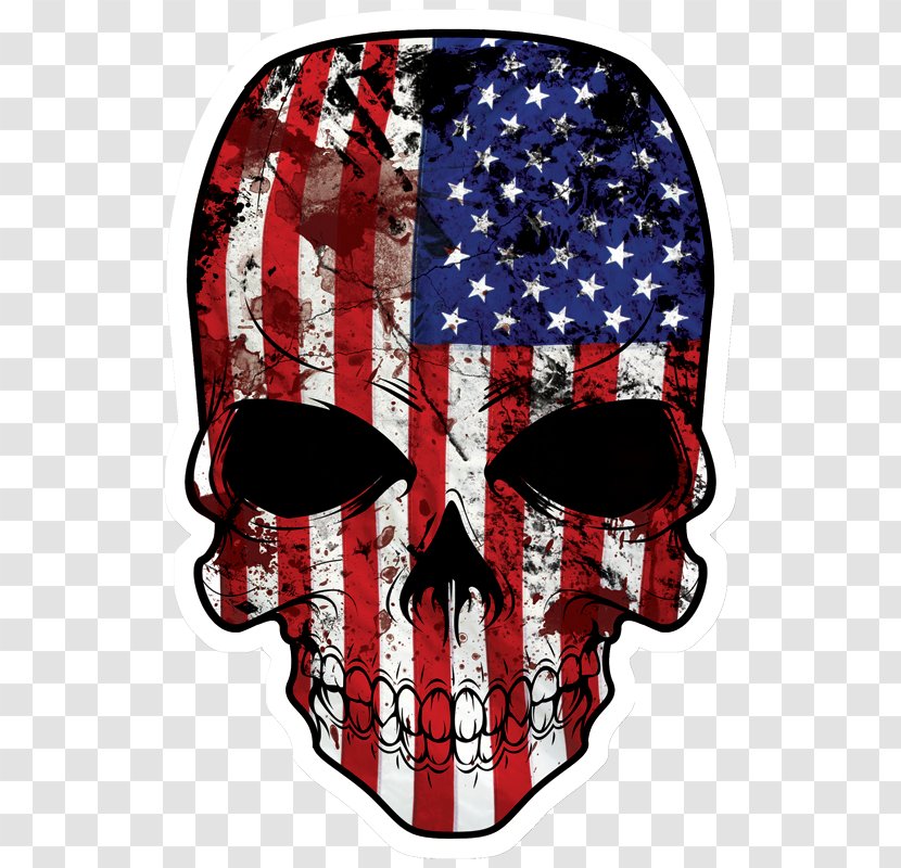 Flag Of The United States Thirteen Colonies Skull Declaration Independence - Bone - Skulls Transparent PNG