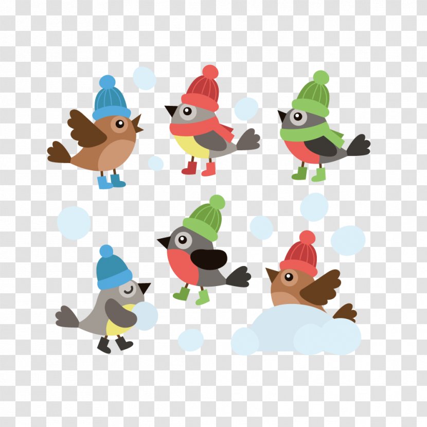 Bird Hat - Beak - Birds Frolic In The Snow Transparent PNG