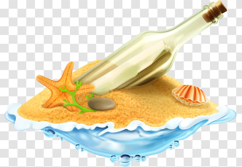 Sand Seashell Illustration - Dish - Cartoon Drift Bottle Transparent PNG