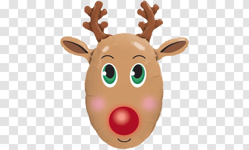 Rudolph Reindeer Santa Claus Balloon Christmas - Head Transparent PNG
