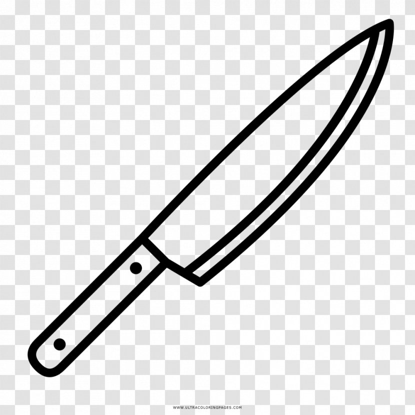 Knife Drawing Coloring Book Line Art Black And White - Kitchen - Dragon Transparent PNG