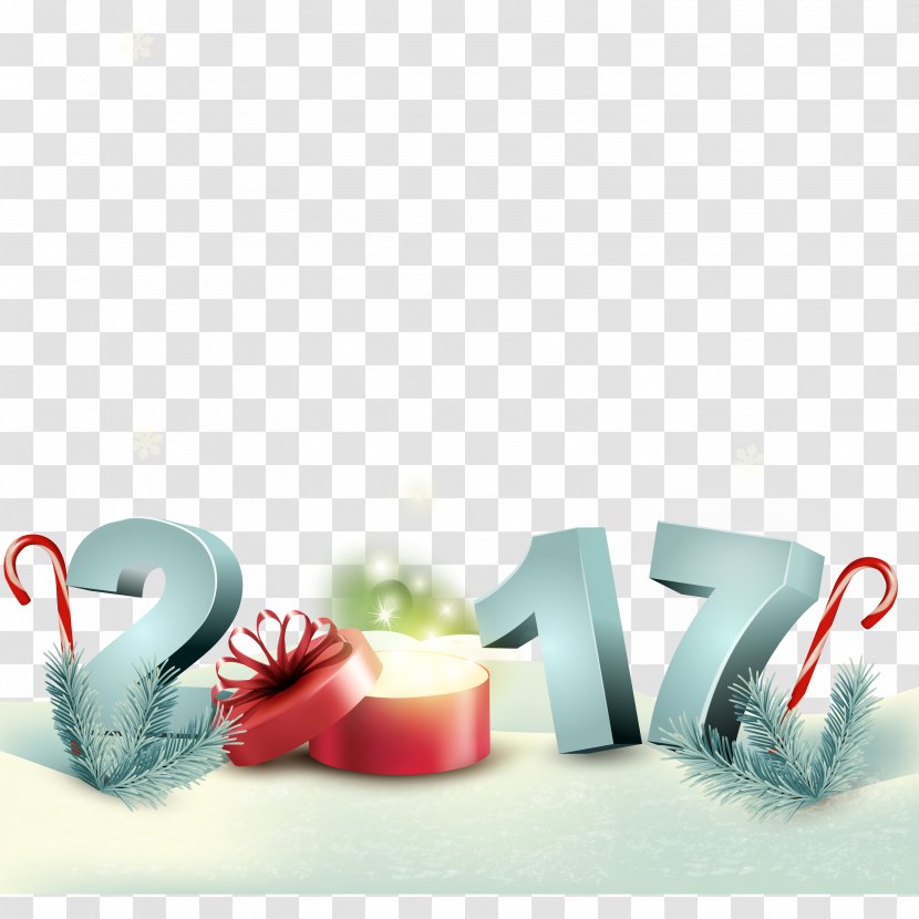 Christmas And Holiday Season New Years Day - Year - 2017 Snow Art Word Vector Material Transparent PNG