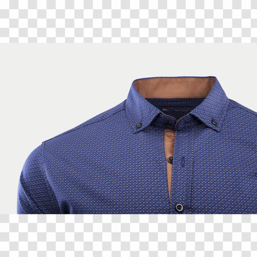 Sleeve Cobalt Blue Dress Shirt Collar Button Transparent PNG