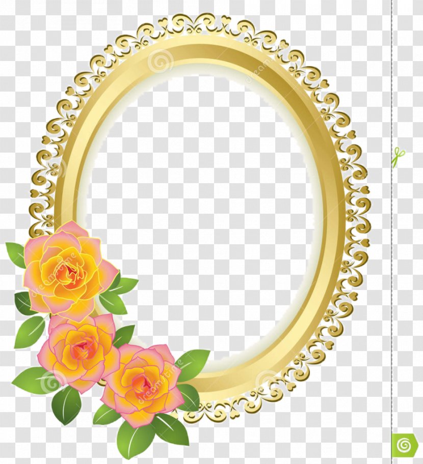 Borders And Frames Picture Gold Flower - Round Frame Transparent PNG