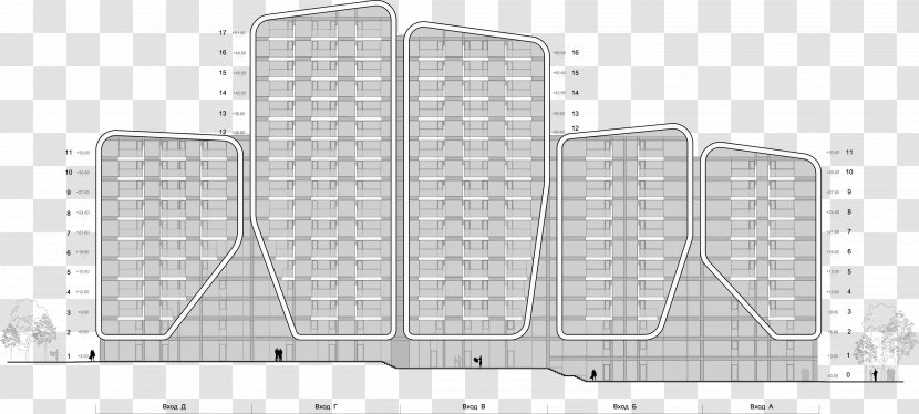 Building Line Art Pattern - Black And White Transparent PNG