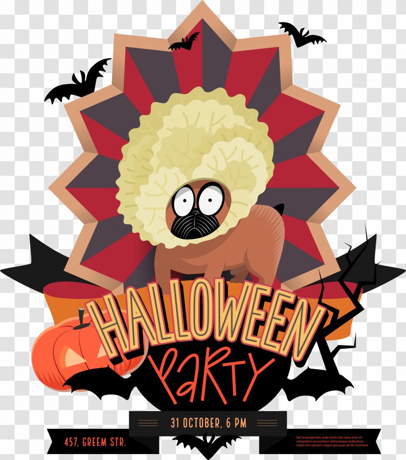 Halloween Jack-o'-lantern Party Illustration - Greeting Note Cards - Funny Animal Logo Transparent PNG