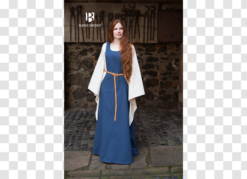 Middle Ages Blue Surcoat Dress Sleeve - Neck - Renaissance Transparent PNG