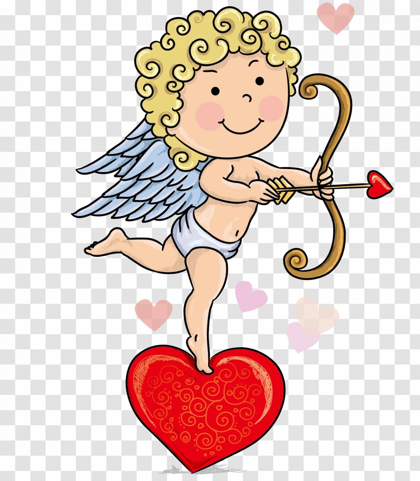 Cartoon Cupid Child Illustration - Frame - The Vector Of Standing In Heart Transparent PNG