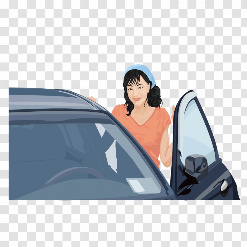 Car Door Automotive Design - Cartoon - The Of Woman Transparent PNG