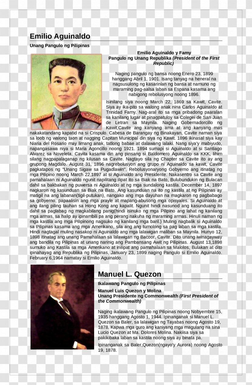 Emilio Aguinaldo First Philippine Republic President Of The Philippines Famy - Pilipinas Transparent PNG