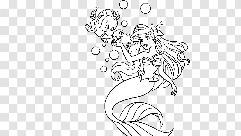 Ariel Sebastian King Triton Coloring Book Drawing - Heart - Flounder Little Mermaid Transparent PNG