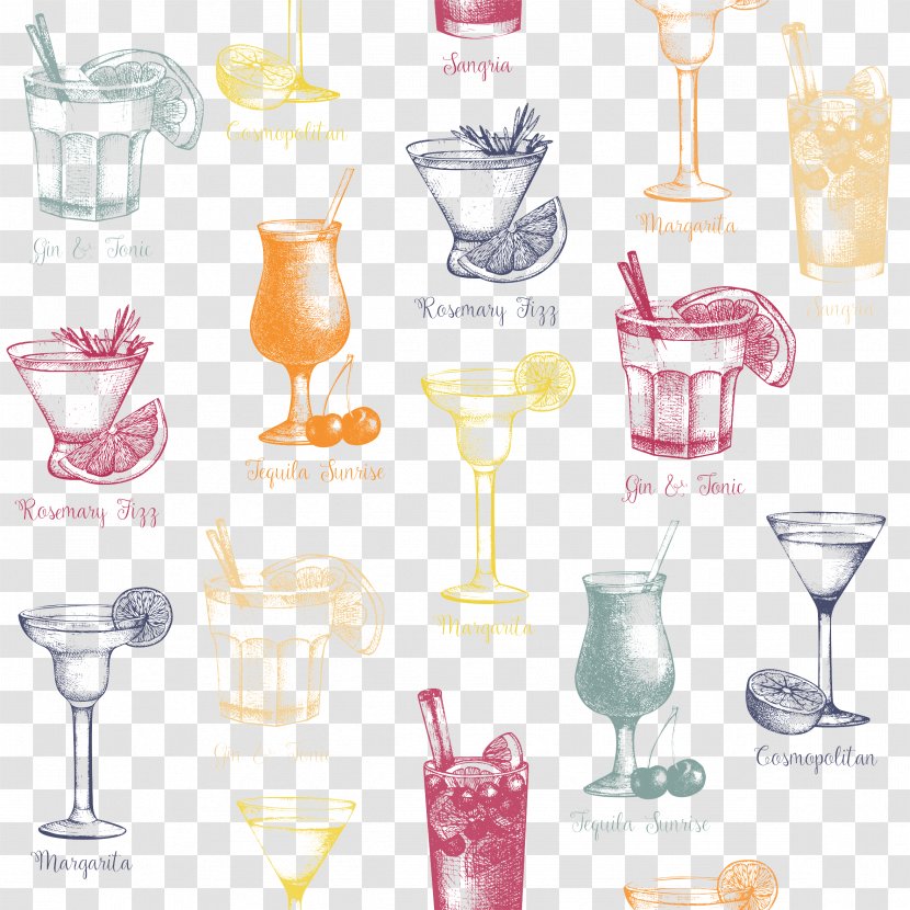 Cocktail Cosmopolitan Martini Drink Alcoholic Beverage - Tableware - Beautifully Hand-painted Cups Drinks Vector Material Transparent PNG