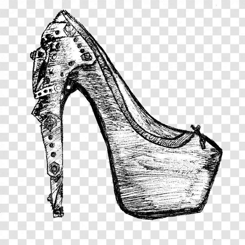 High-heeled Shoe Footwear Drawing Sneakers - Monochrome Photography - Heels Transparent PNG