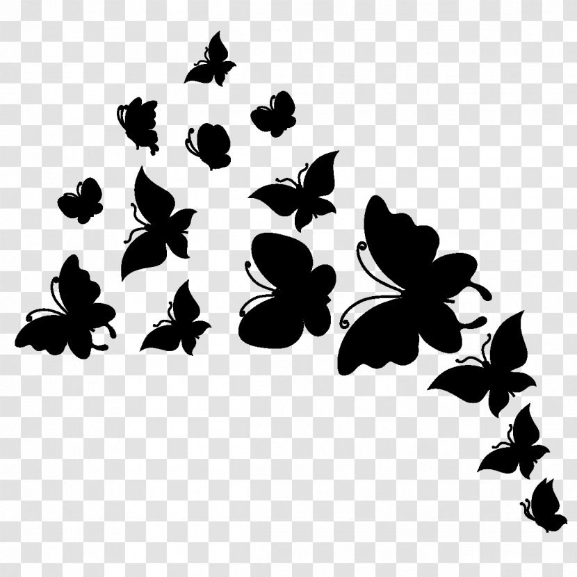 Font M. Butterfly Silhouette Black M - Tree - Ivy Transparent PNG