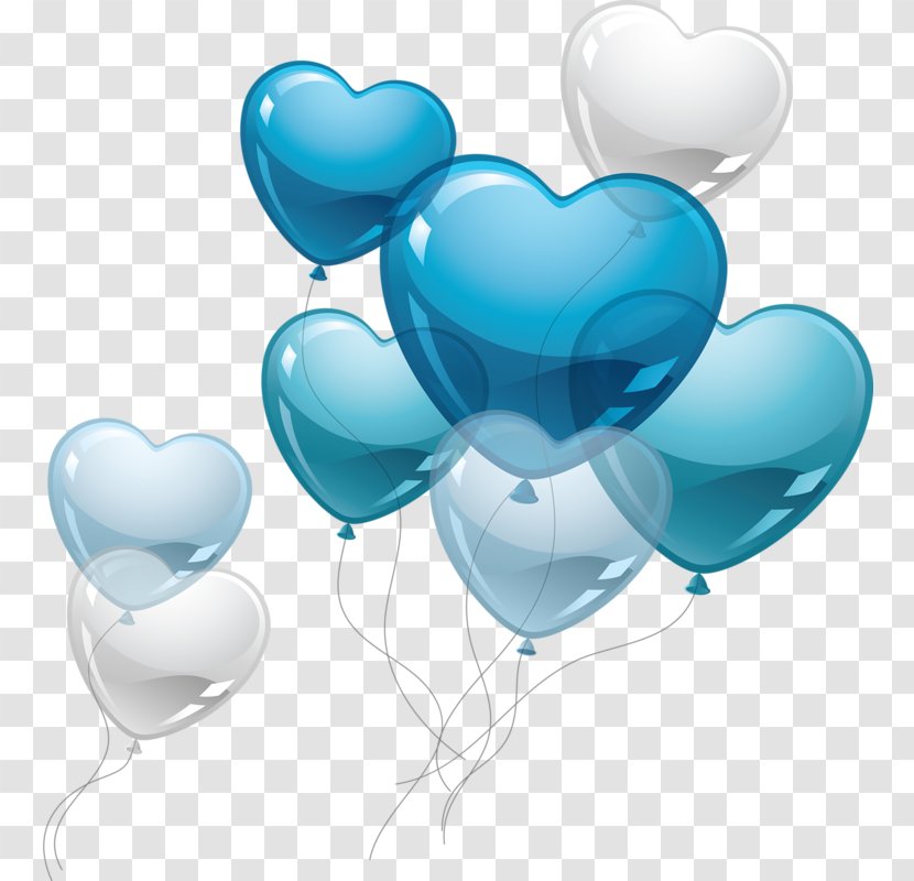 Heart Valentines Day Balloon Clip Art - Blue - Love Transparent PNG