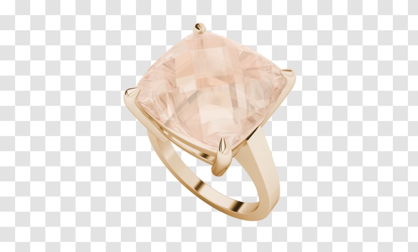 Engagement Ring Rose Quartz Cut Gemstone - Checkerboard Style Transparent PNG