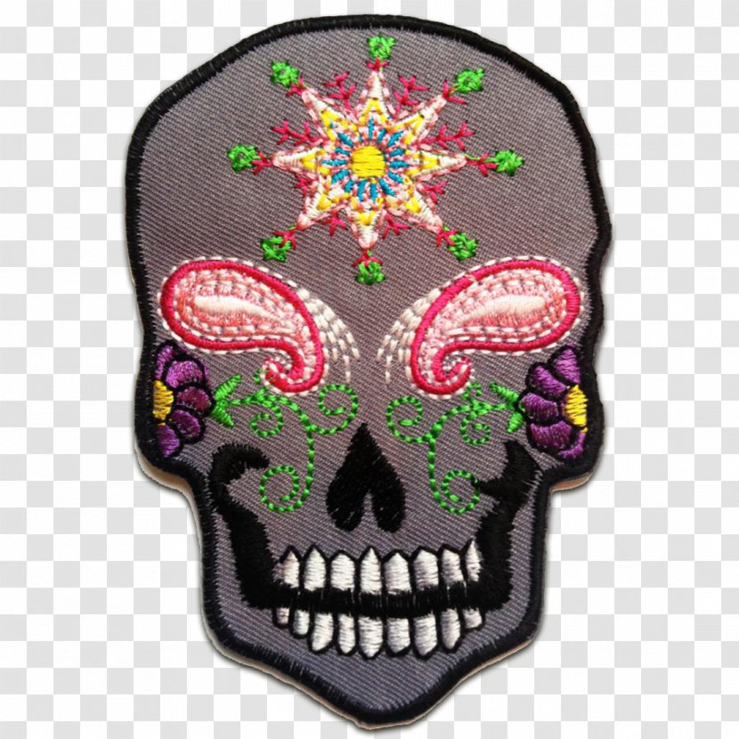 Skull Embroidered Patch Totenkopf White - Red Transparent PNG