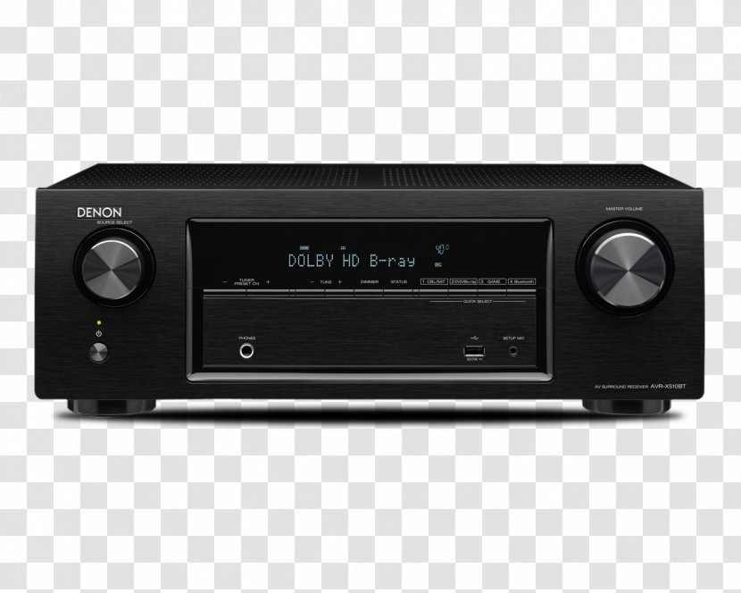 AV Receiver Denon AVR-X520BT Home Theater Systems 5.1 Surround Sound - Stereo Amplifier - Cdplayer Transparent PNG