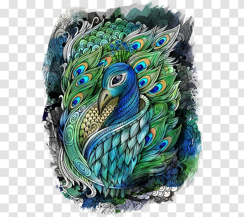Drawing Watercolor Painting Peafowl Art - Beak - Peacock Transparent PNG