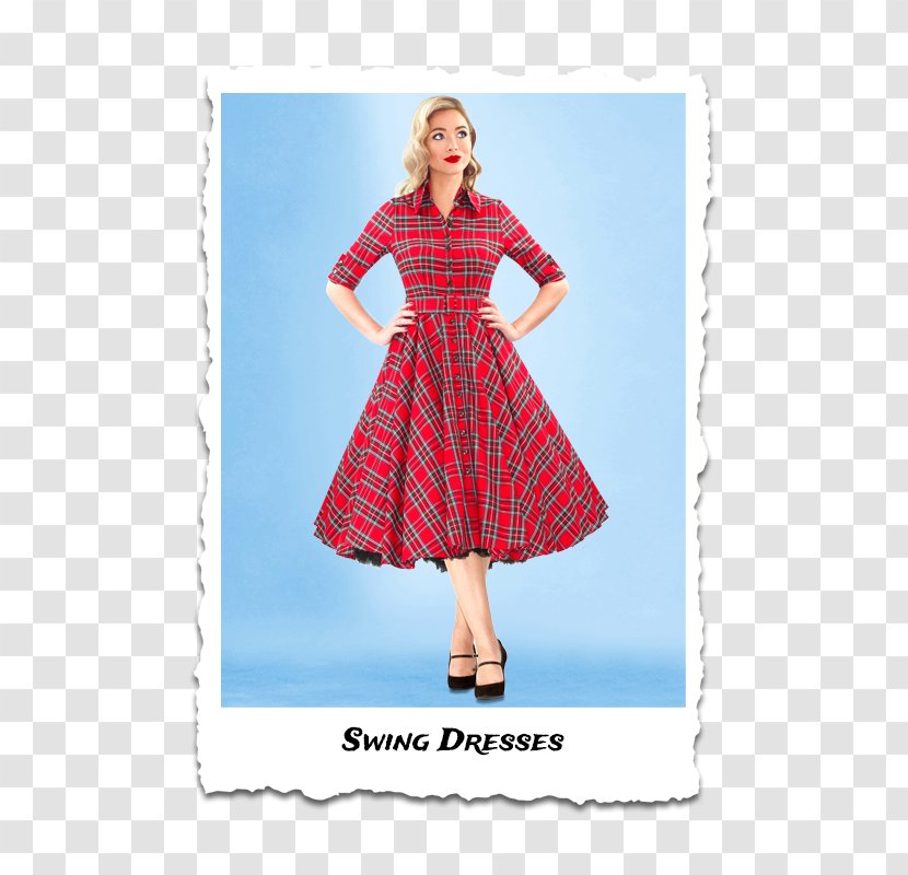 1950s Dress Vintage Clothing Sizes - Plaid - Rockabilly Transparent PNG