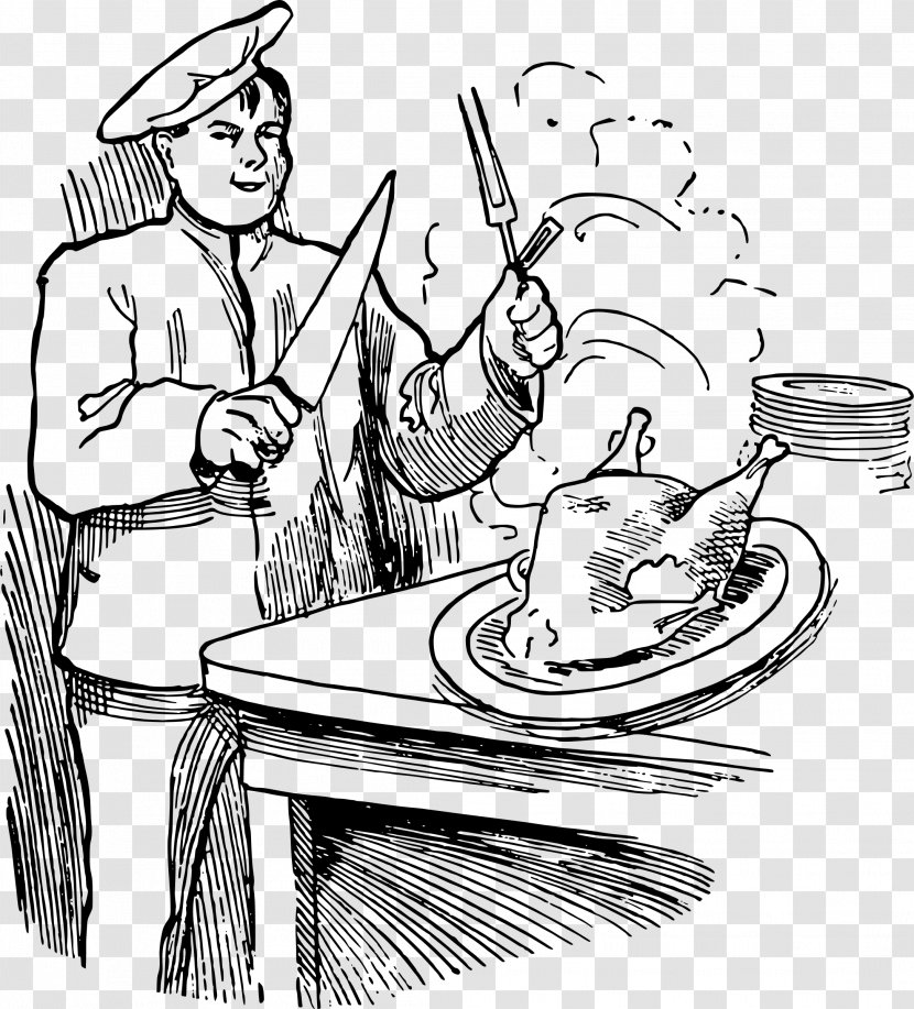 Line Art Cooking Drawing Clip - Standing - Thanks Giving Transparent PNG