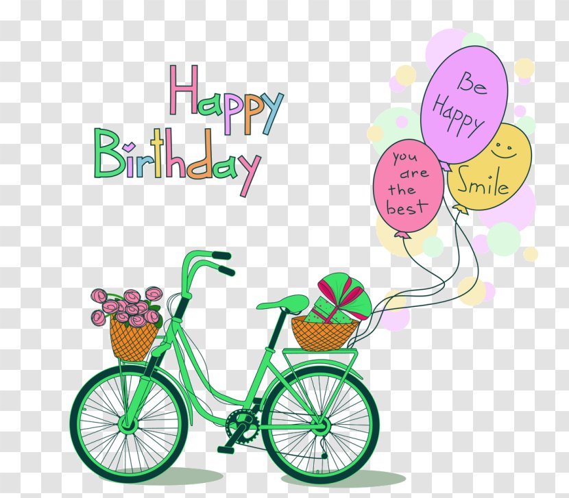 Birthday Illustration Greeting & Note Cards Image Bicycle - Pink Transparent PNG