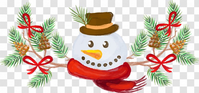 Watercolor Painting Clip Art - Christmas Decoration - Vector Painted Snowman Transparent PNG