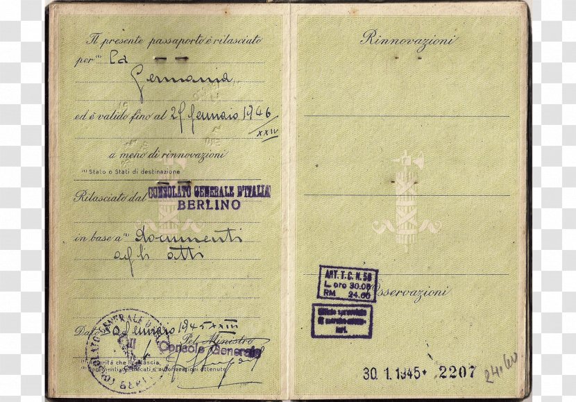Second World War Italian Social Republic Passport Italy Travel Document Transparent PNG