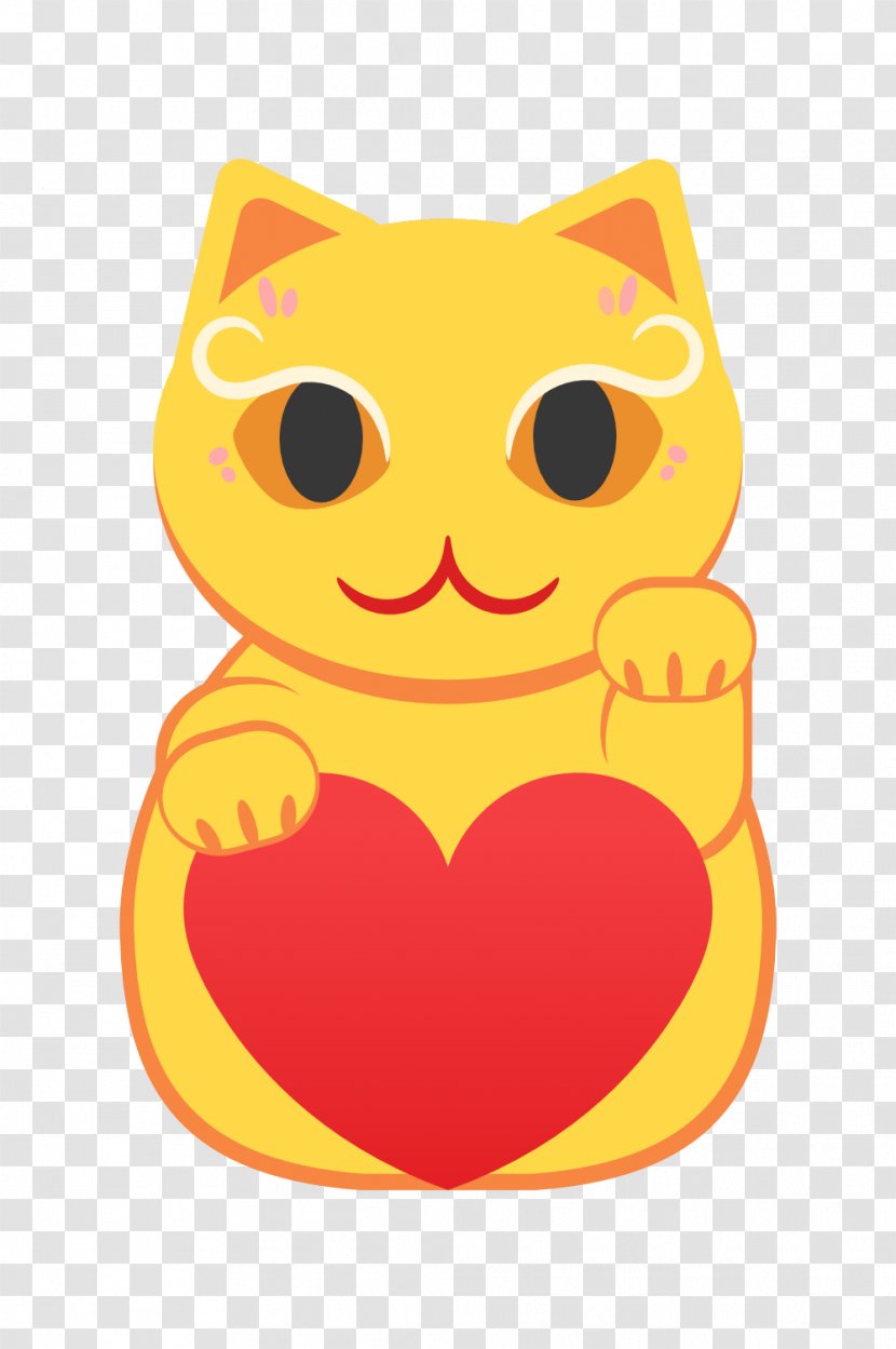 Red And Yellow Lucky Cat. - Orange - Black Transparent PNG