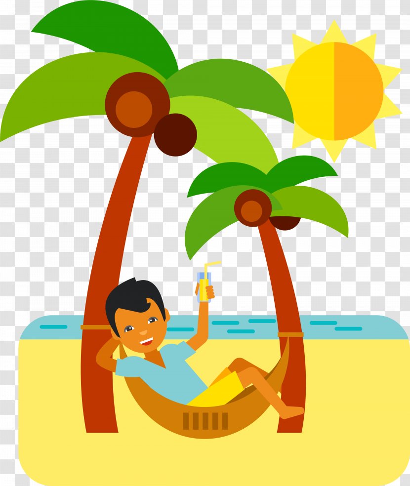 Cartoon Vacation Clip Art - Illustration - Seaside Holiday Basking In The Sun Transparent PNG