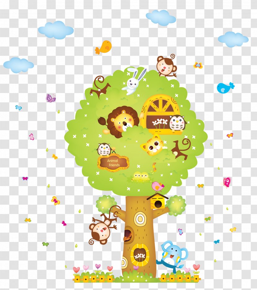 Wall Decal Sticker Children's Room Tree Nursery - Art - Monkey Background Transparent PNG