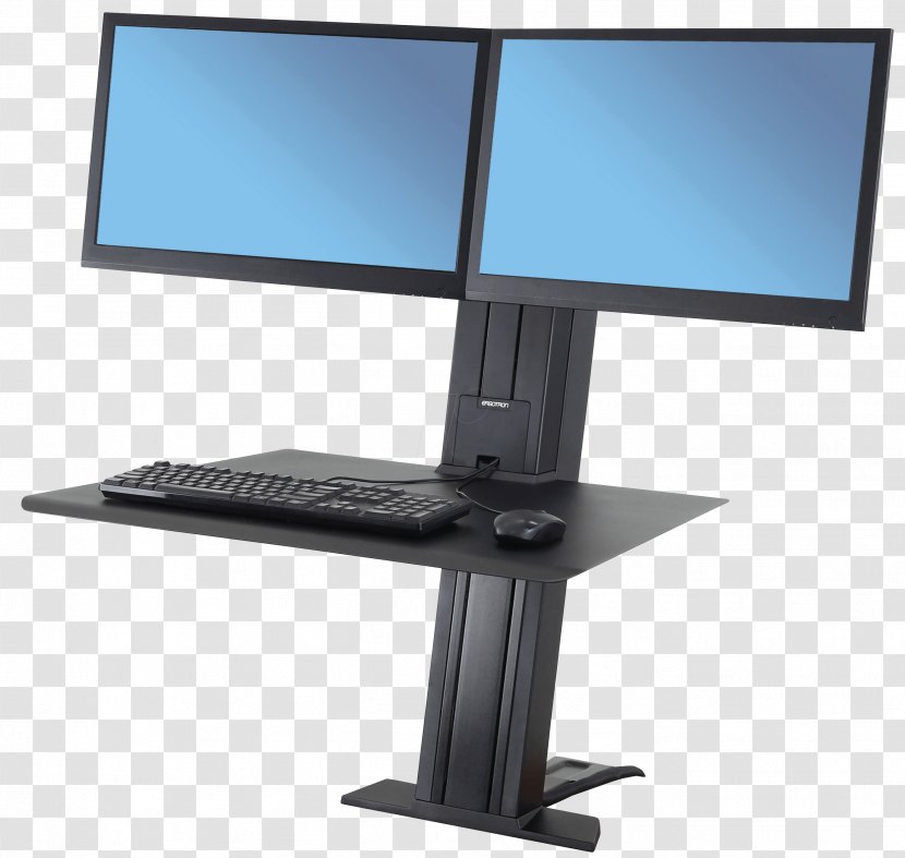 Laptop Sit-stand Desk Dell Computer Monitors Workstation - Multimonitor Transparent PNG