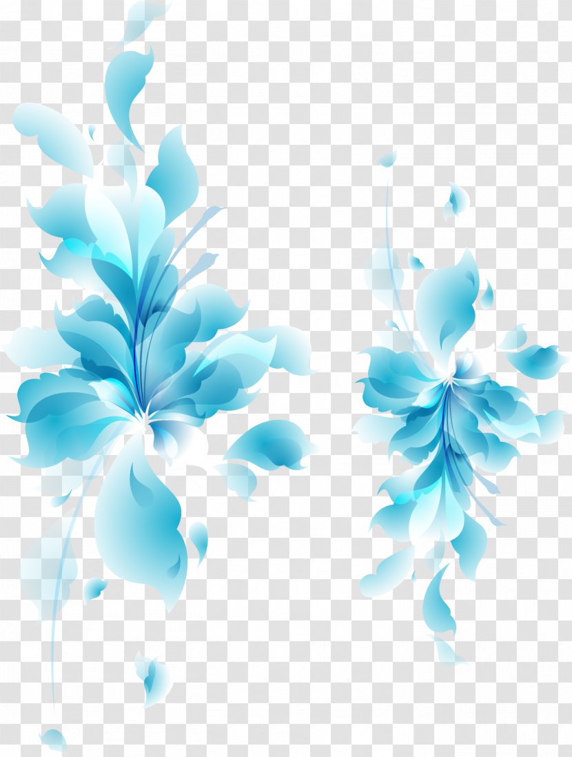 Blue Petal Flower Download - Aqua - Bright Pattern Material Transparent PNG