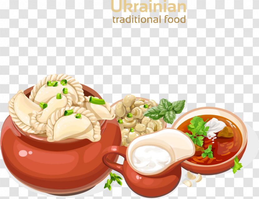 Ukrainian Cuisine Borscht Vector Graphics Clip Art Illustration - Appetizer - Dumplings Transparent PNG