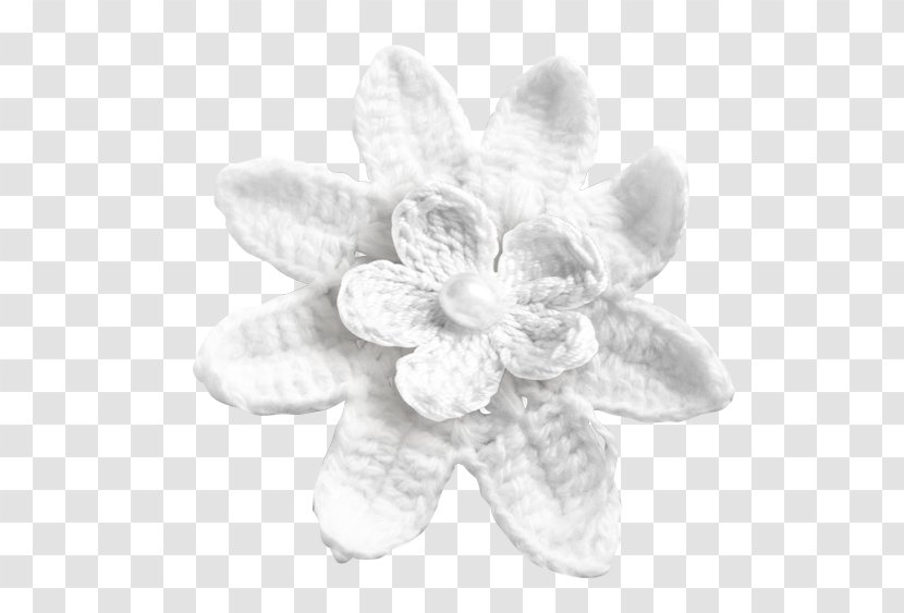 White Petal Flower Plant Brooch - Silver Blackandwhite Transparent PNG