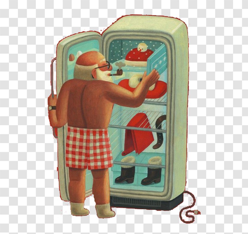 Santa Claus Drawing Book Illustration - Shirtless Fridge Take Things Transparent PNG