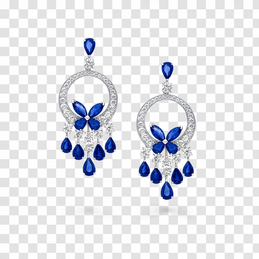 Earring Graff Diamonds Jewellery Sapphire - Diamond Cut Transparent PNG