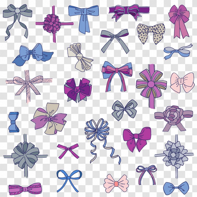 Ribbon Gift Drawing Illustration - Purple - Creative Cute Bow Vector Image Transparent PNG