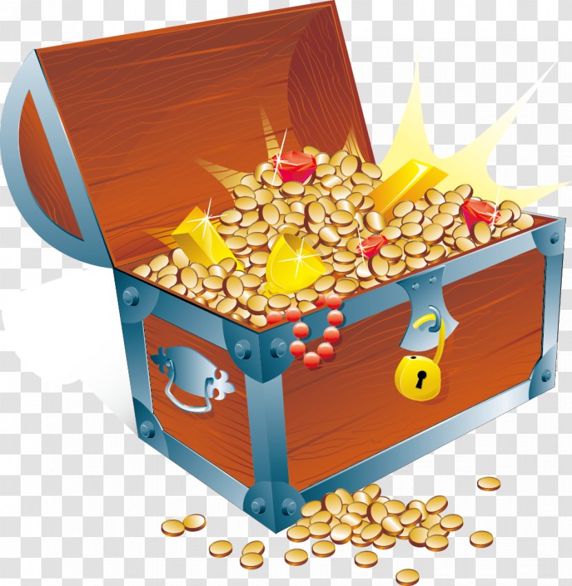 Buried Treasure Clip Art - Frame - Full Boxes Of Gold Coins BRIC Vector Material Transparent PNG