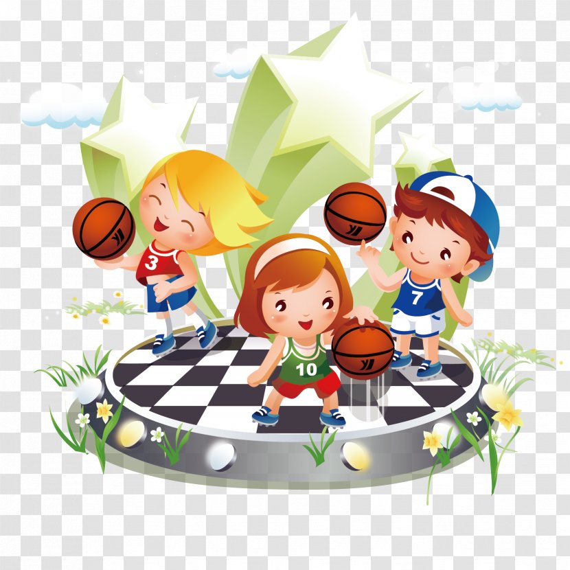 Basketball Sport Child Illustration - Streetball - Children's Cartoon Vector Material Transparent PNG
