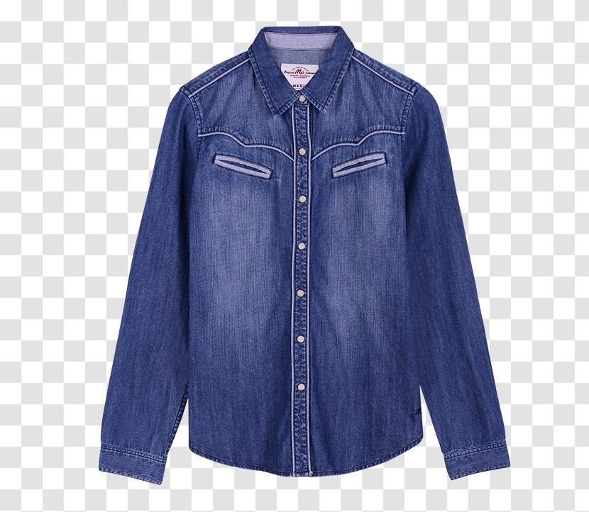 Denim Jeans Blouse Jacket Overcoat - Top Transparent PNG