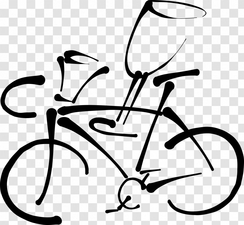 Racing Bicycle Clip Art - Black And White Transparent PNG